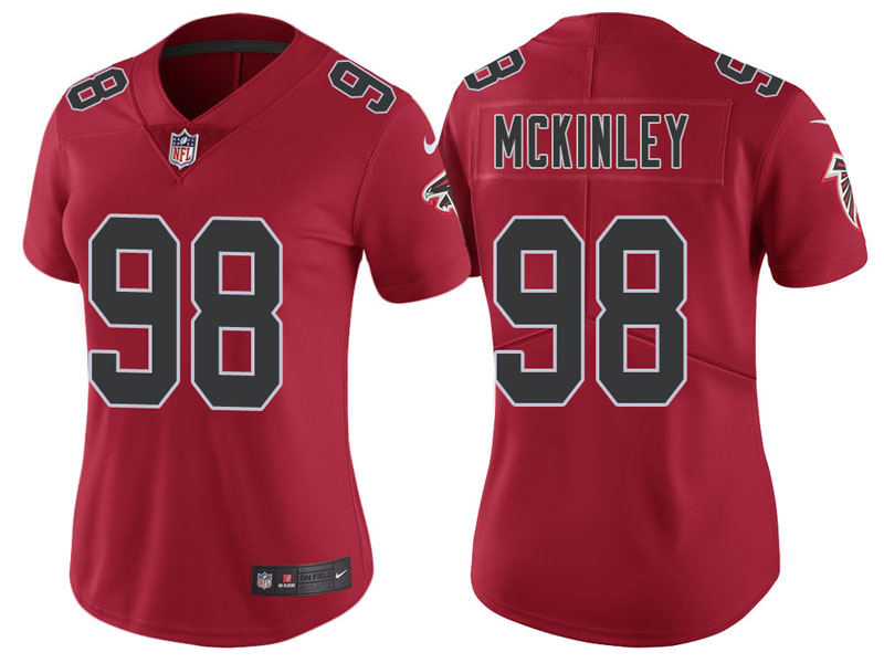 Women Atlanta Falcons #98 Takkarist McKinley Red Vapor Untouchable Color Rush Limited Jersey