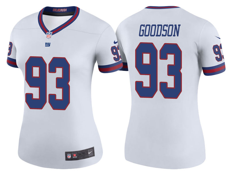 Women New York Giants #93 B.J. Goodson White Color Rush Legend Jersey Women New York Giants #93 B.J. Goodson White Color Rush Legend Jersey