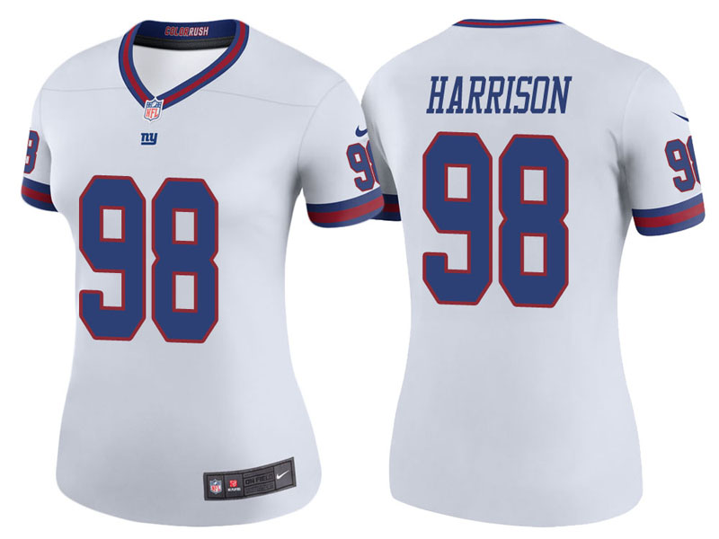 Women New York Giants #98 Damon Harrison White Color Rush Legend Jersey Women New York Giants #98 Damon Harrison White Color Rush Legend Jersey
