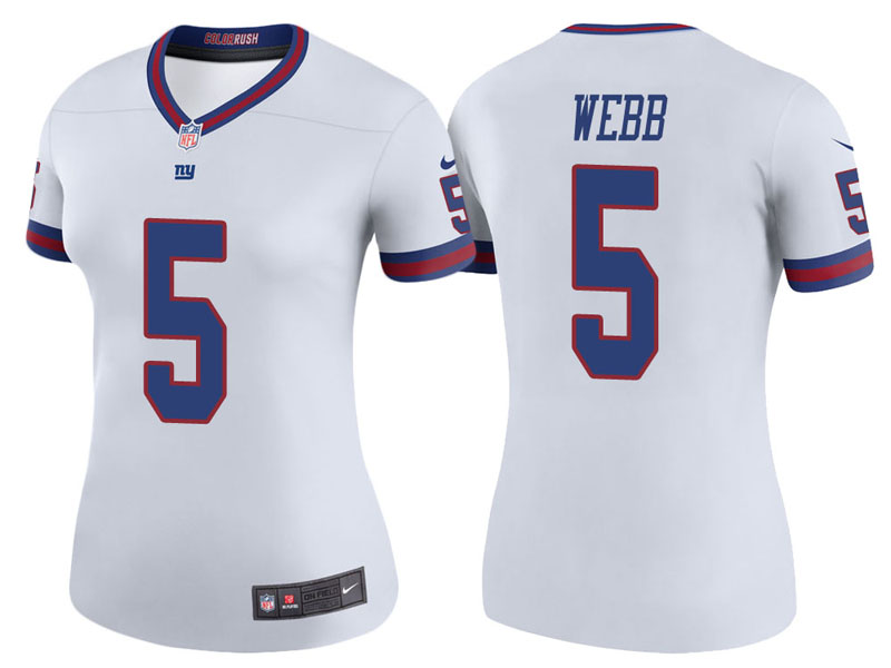 Women New York Giants #5 Davis Webb White Color Rush Legend Jersey Women New York Giants #5 Davis Webb White Color Rush Legend Jersey