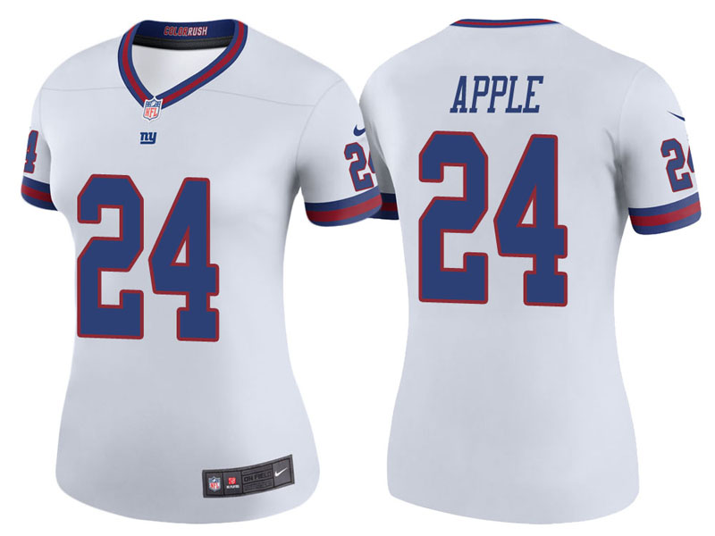 Women New York Giants #24 Eli Apple White Color Rush Legend Jersey