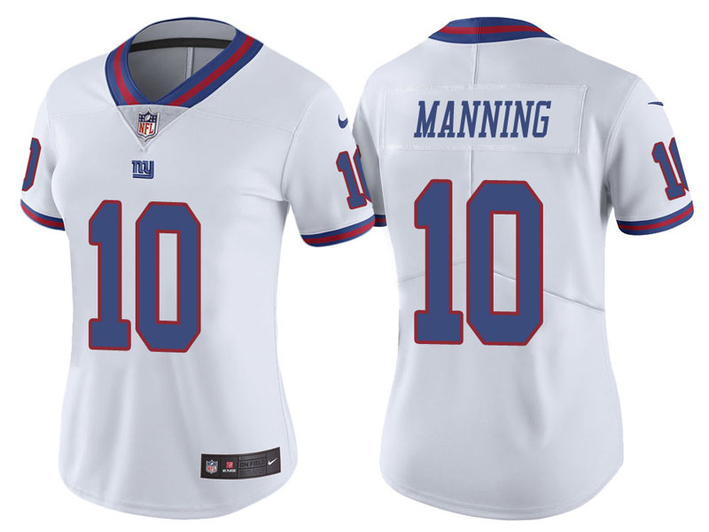 Women New York Giants #10 Eli Manning White Vapor Untouchable Color Rush Limited Jersey