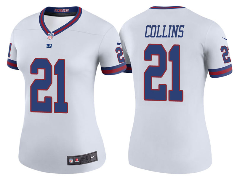 Women New York Giants #21 Landon Collins White Color Rush Legend Jersey