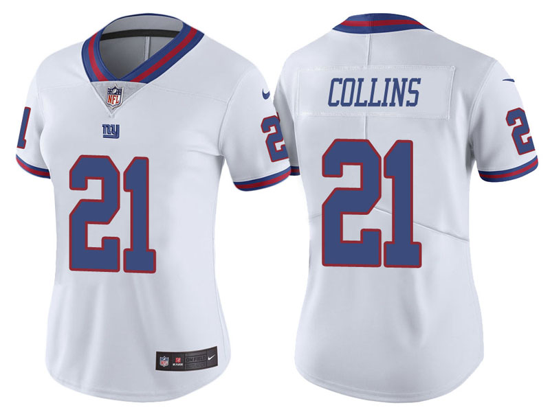 Women New York Giants #21 Landon Collins White Vapor Untouchable Color Rush Limited Jersey