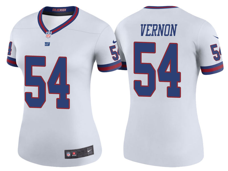 Women New York Giants #54 Olivier Vernon White Color Rush Legend Jersey Women New York Giants #54 Olivier Vernon White Color Rush Legend Jersey