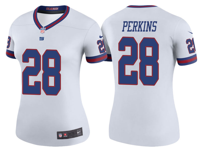 Women New York Giants #28 Paul Perkins White Color Rush Legend Jersey Women New York Giants #28 Paul Perkins White Color Rush Legend Jersey