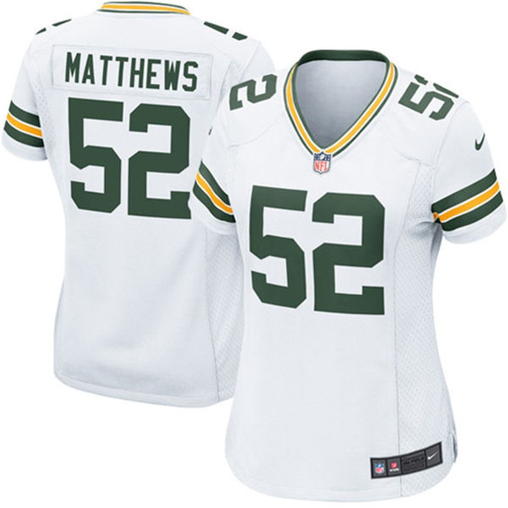 Women Green Bay Packers #52 Clay Matthews White Game Jersey