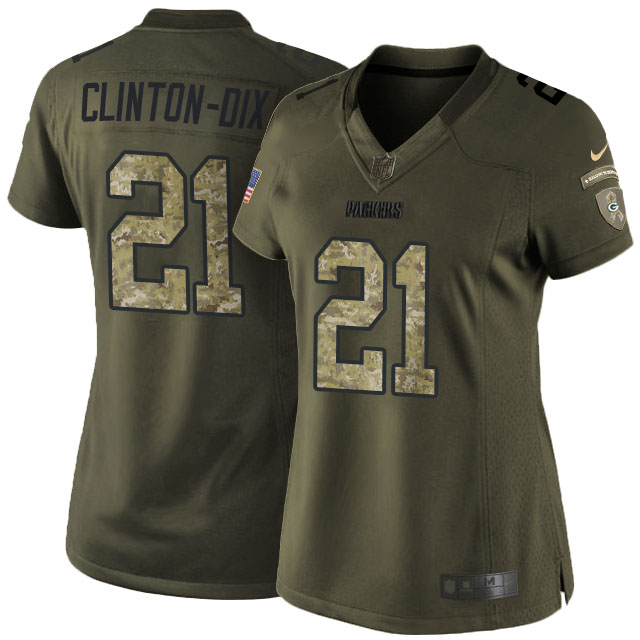 Women Green Bay Packers #21 Ha Ha Clinton-Dix Green Salute To Service Limited Jersey