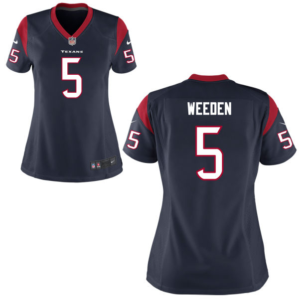 Women Houston Texans #5 Brandon Weeden Navy Game Jersey Women Houston Texans #5 Brandon Weeden Navy Game Jersey