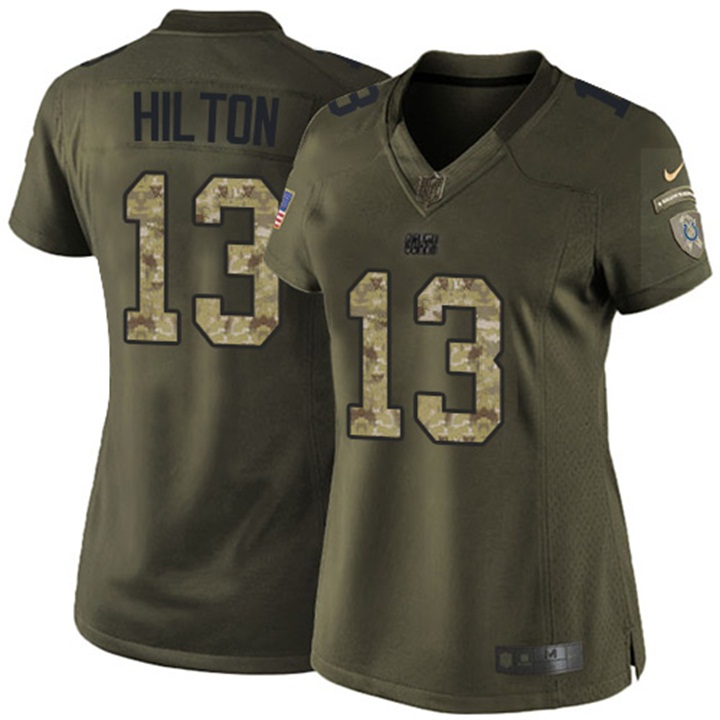 Women Indianapolis Colts #13 T.Y. Hilton Green Salute To Service Jersey