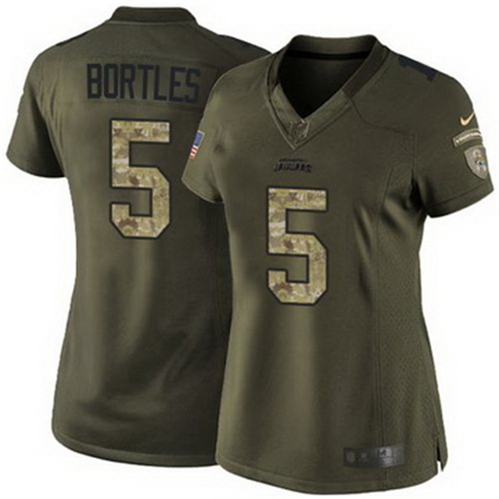 Women Jacksonville Jaguars #5 Blake Bortles Green Salute To Service Jersey