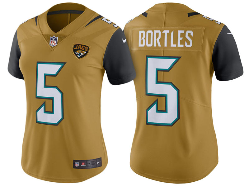 Women Jacksonville Jaguars #5 Blake Bortles Bold Gold Color Rush Limited Jersey