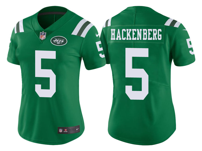 Women New York Jets #5 Christian Hackenberg Green Vapor Untouchable Color Rush Limited Jersey Women New York Jets #5 Christian Hackenberg Green Vapor Untouchable Color Rush Limited Jersey