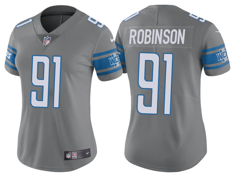 Women Detroit Lions #91 A'Shawn Robinson Steel Vapor Untouchable Color Rush Limited Jersey Women Detroit Lions #91 A'Shawn Robinson Steel Vapor Untouchable Color Rush Limited Jersey