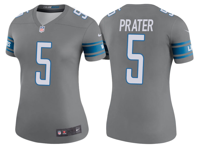 Women Detroit Lions #5 Matt Prater Steel Color Rush Legend Jersey