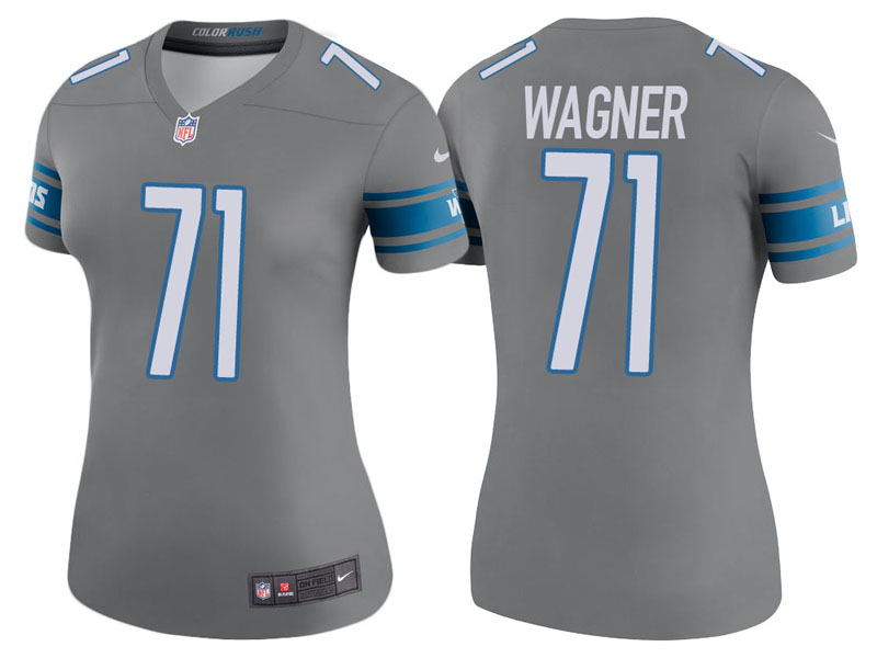 Women Detroit Lions #71 Rick Wagner Steel Color Rush Legend Jersey Women Detroit Lions #71 Rick Wagner Steel Color Rush Legend Jersey