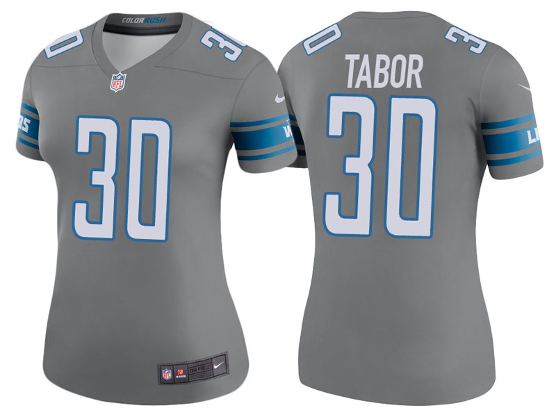 Women Detroit Lions #30 Teez Tabor Steel Color Rush Legend Jersey Women Detroit Lions #30 Teez Tabor Steel Color Rush Legend Jersey