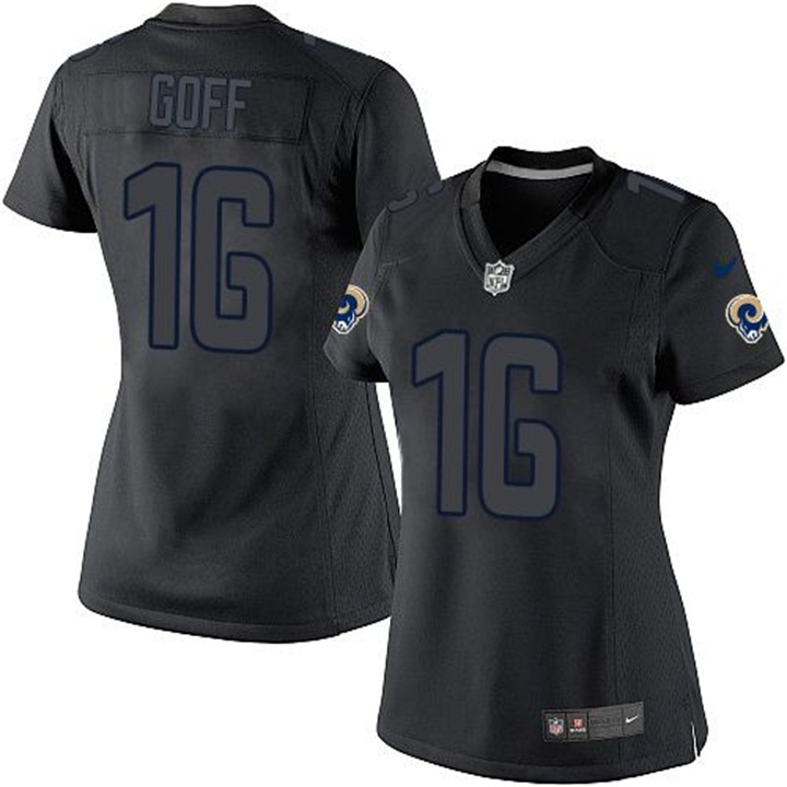 Women Los Angeles Rams #16 Jared Goff Black Impact Limited Jersey Women Los Angeles Rams #16 Jared Goff Black Impact Limited Jersey