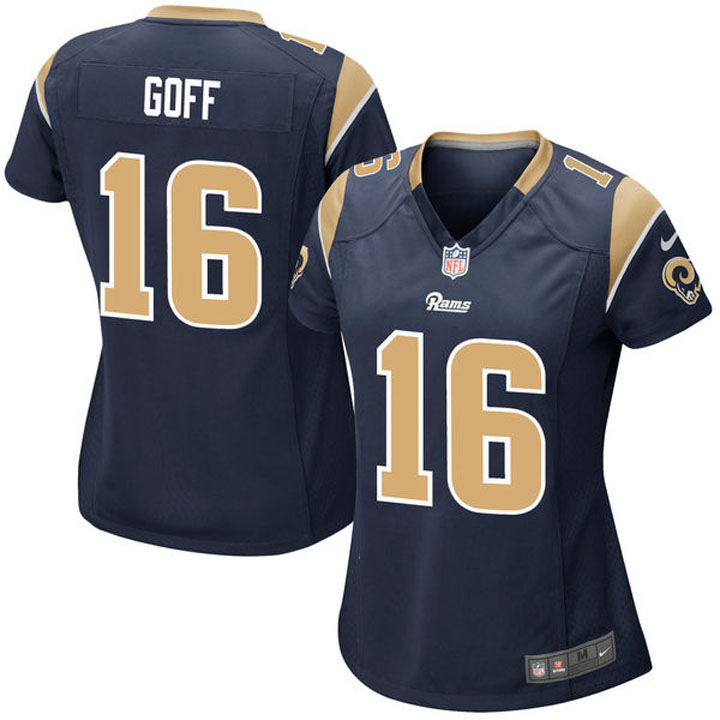 Women Los Angeles Rams #16 Jared Goff Navy Game Jersey Women Los Angeles Rams #16 Jared Goff Navy Game Jersey