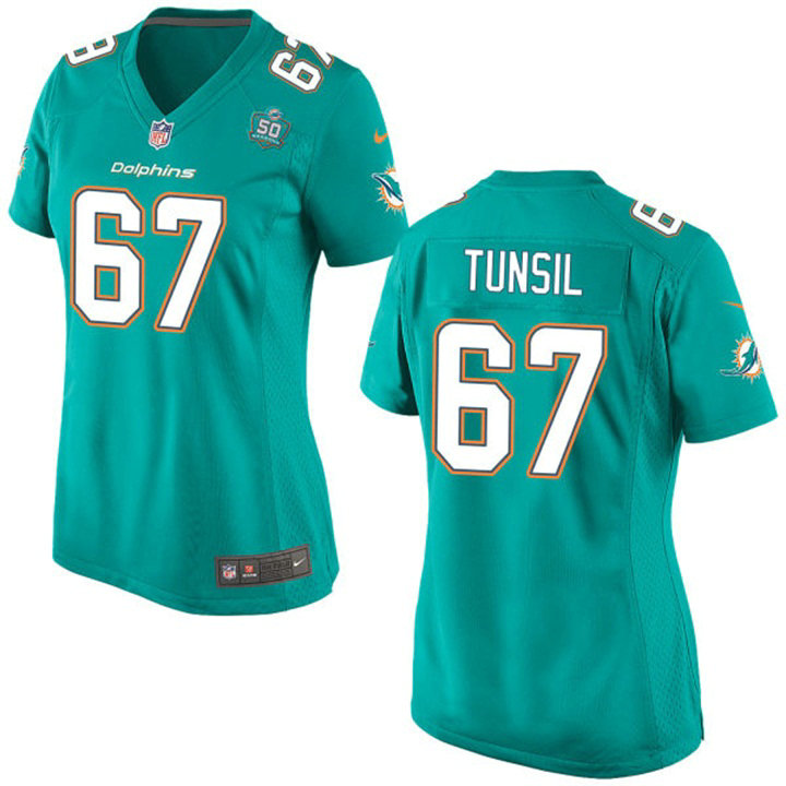 Women Miami Dolphins #67 Laremy Tunsil Aqua Patch Game Jersey