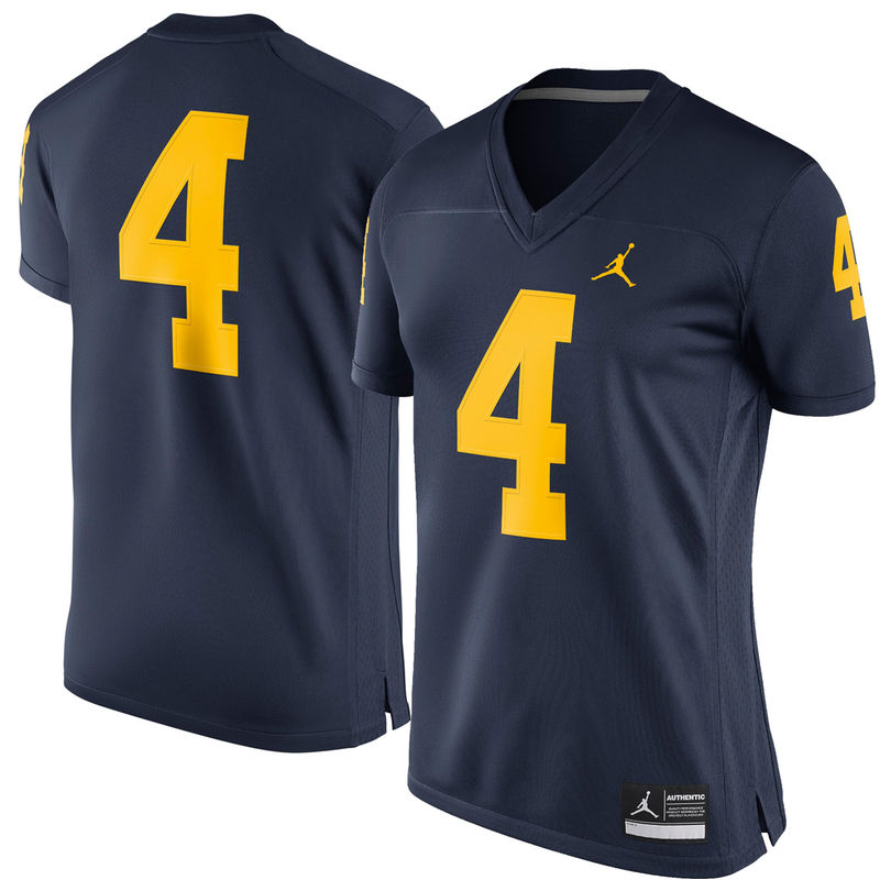 WOMEN Michigan Wolverines #4 Jim Harbaugh Brand Jordan Navy Limited Game College Football Jersey WOMEN Michigan Wolverines #4 Jim Harbaugh Brand Jordan Navy Limited Game College Football Jersey