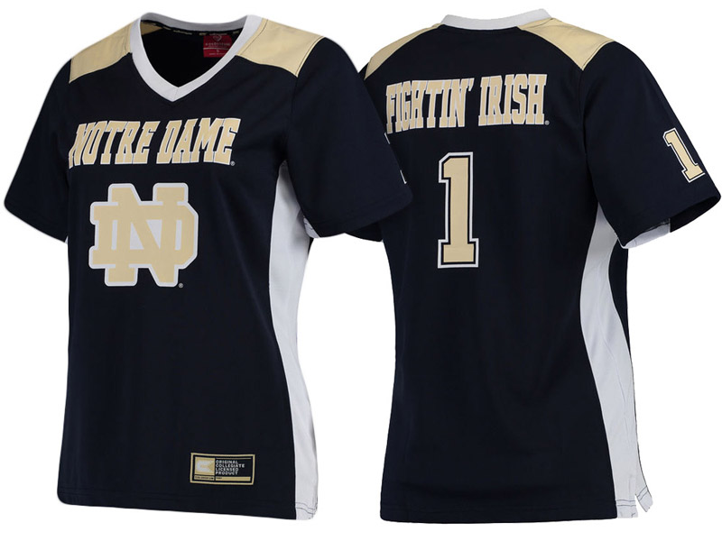 Women Notre Dame Fighting Irish #1 Navy Colosseum College Football Jersey Women Notre Dame Fighting Irish #1 Navy Colosseum College Football Jersey