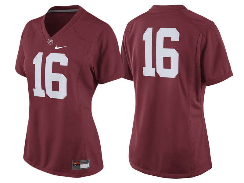 Women Alabama Crimson Tide #16 Crimson Game Replica College Football Jersey Women Alabama Crimson Tide #16 Crimson Game Replica College Football Jersey