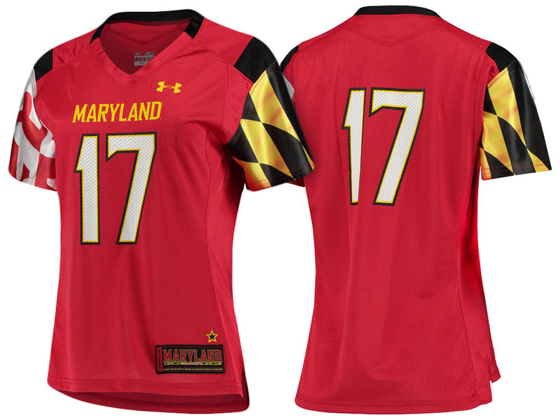 Women Maryland Terrapins #17 Red Replica Performance College Football Jersey Women Maryland Terrapins #17 Red Replica Performance College Football Jersey