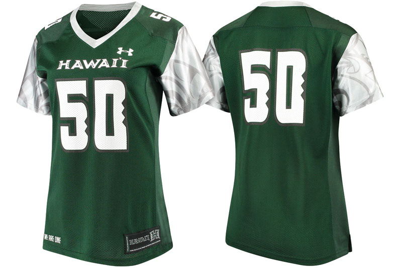 Women Hawaii Warriors #50 Green Replica Performance College Football Jersey