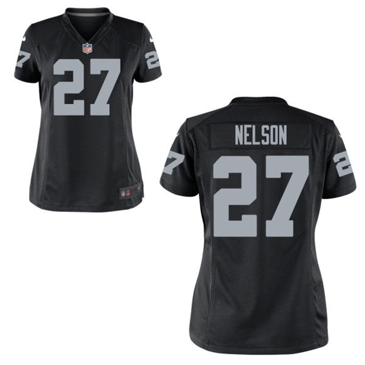 Women Oakland Raiders #27 Reggie Nelson Black Game Jersey