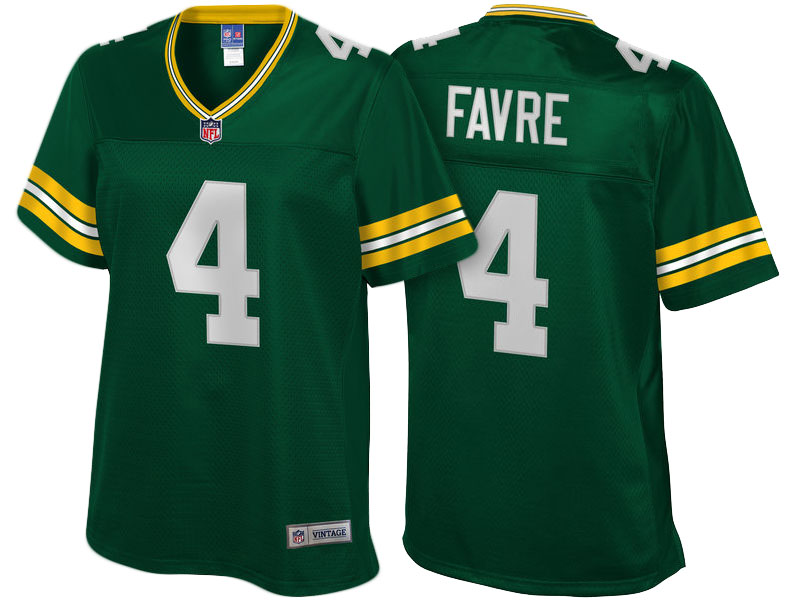 Women Green Bay Packers #4 Brett Favre Green Retired Player Jersey