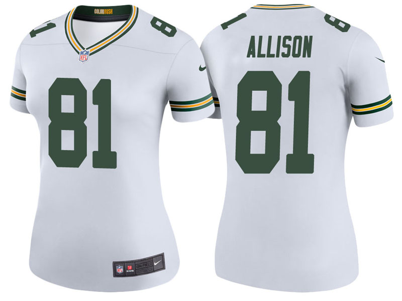 Women Green Bay Packers #81 Geronimo Allison White Color Rush Legend Jersey
