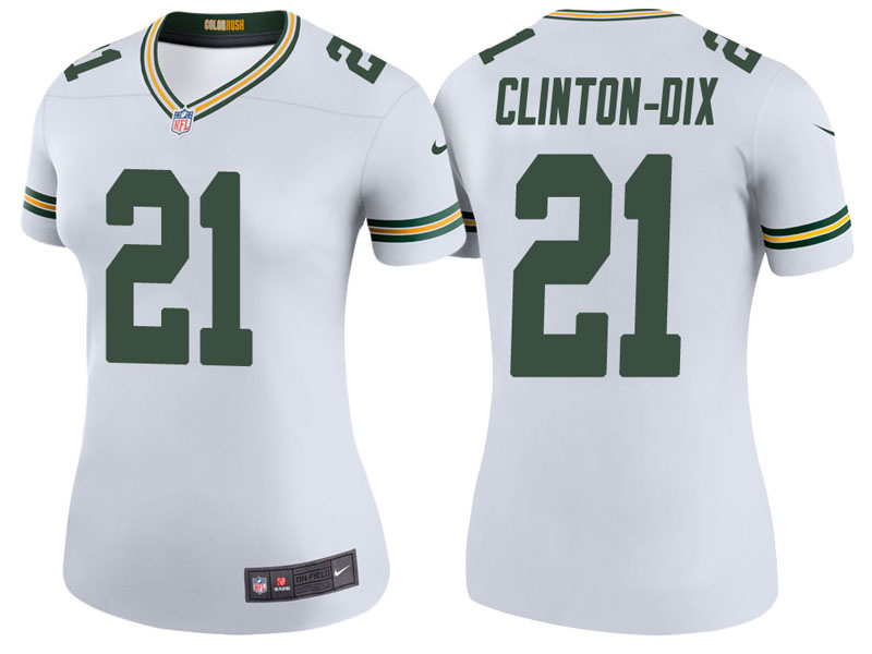 Women Green Bay Packers #21 Ha Ha Clinton-Dix White Color Rush Legend Jersey