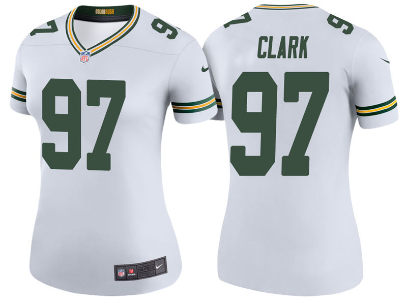 Women Green Bay Packers #97 Kenny Clark White Color Rush Legend Jersey