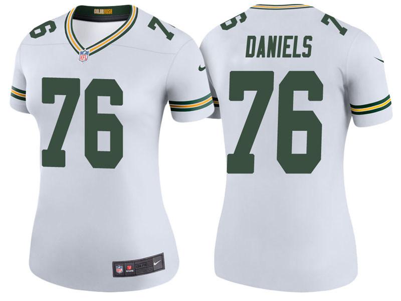Women Green Bay Packers #76 Mike Daniels White Color Rush Legend Jersey