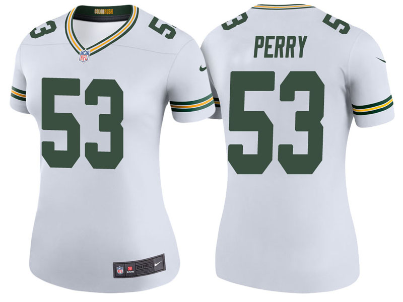 Women Green Bay Packers #53 Nick Perry White Color Rush Legend Jersey