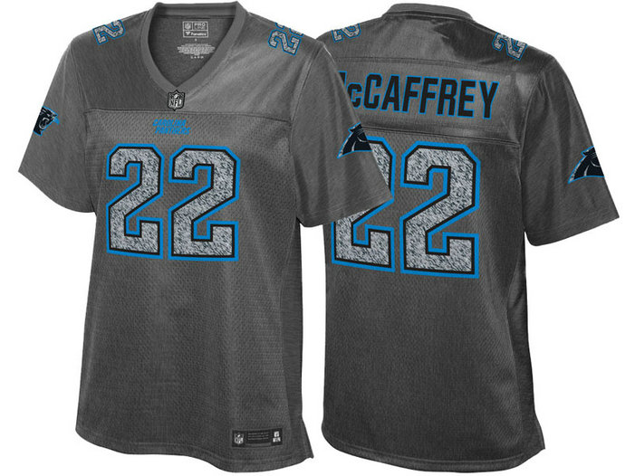 Women Carolina Panthers #22 Christian McCaffrey Gray Pro Line Fashion Static Jersey Women Carolina Panthers #22 Christian McCaffrey Gray Pro Line Fashion Static Jersey