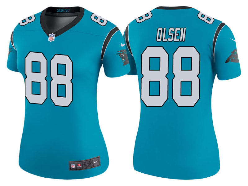 Women Carolina Panthers #88 Greg Olsen Blue Color Rush Legend Jersey