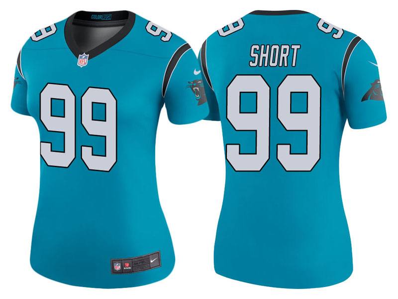 Women Carolina Panthers #99 Kawann Short Blue Color Rush Legend Jersey