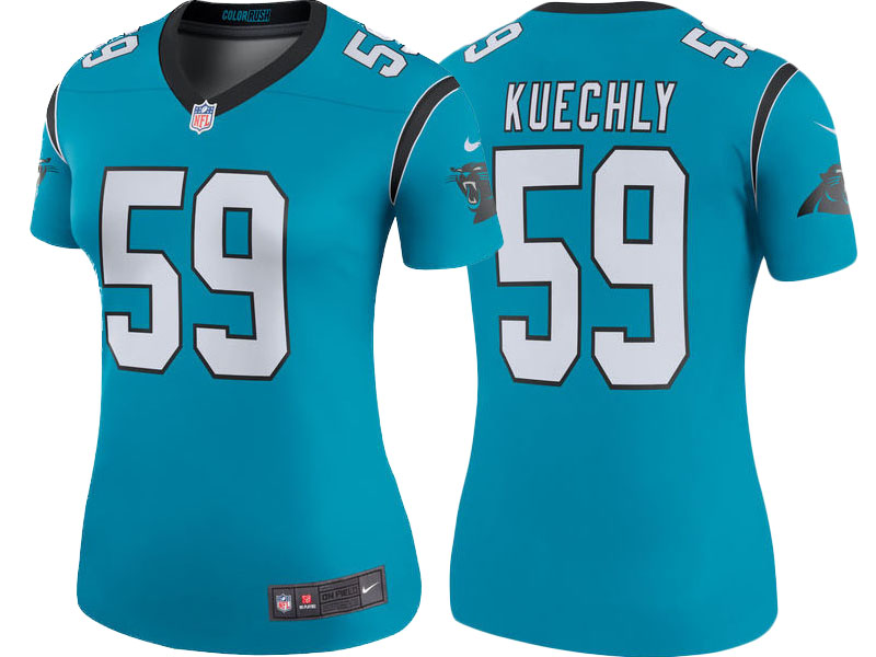 Women Carolina Panthers #59 Luke Kuechly Blue Color Rush Legend Jersey Women Carolina Panthers #59 Luke Kuechly Blue Color Rush Legend Jersey