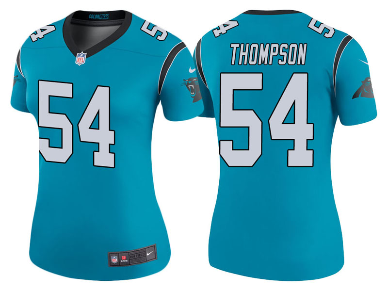 Women Carolina Panthers #54 Shaq Thompson Blue Color Rush Legend Jersey