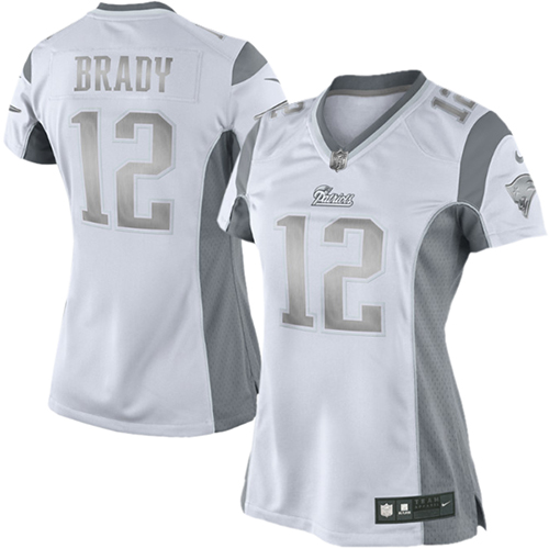 Women New England Patriots #12 Tom Brady White Platinum Limited Jersey Women New England Patriots #12 Tom Brady White Platinum Limited Jersey