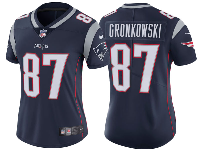 Women 2017 New England Patriots #87 Rob Gronkowski Navy Vapor Untouchable Limited Jersey
