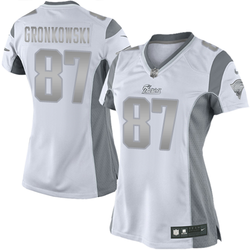 Women New England Patriots #87 Rob Gronkowski White Platinum Limited Jersey Women New England Patriots #87 Rob Gronkowski White Platinum Limited Jersey