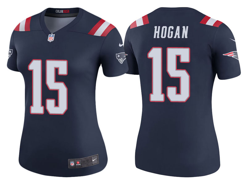 Women New England Patriots #15 Chris Hogan Navy Color Rush Legend Jersey