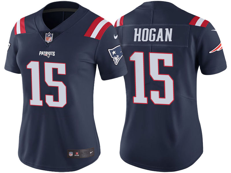 Women New England Patriots #15 Chris Hogan Navy Vapor Untouchable Color Rush Limited Jersey