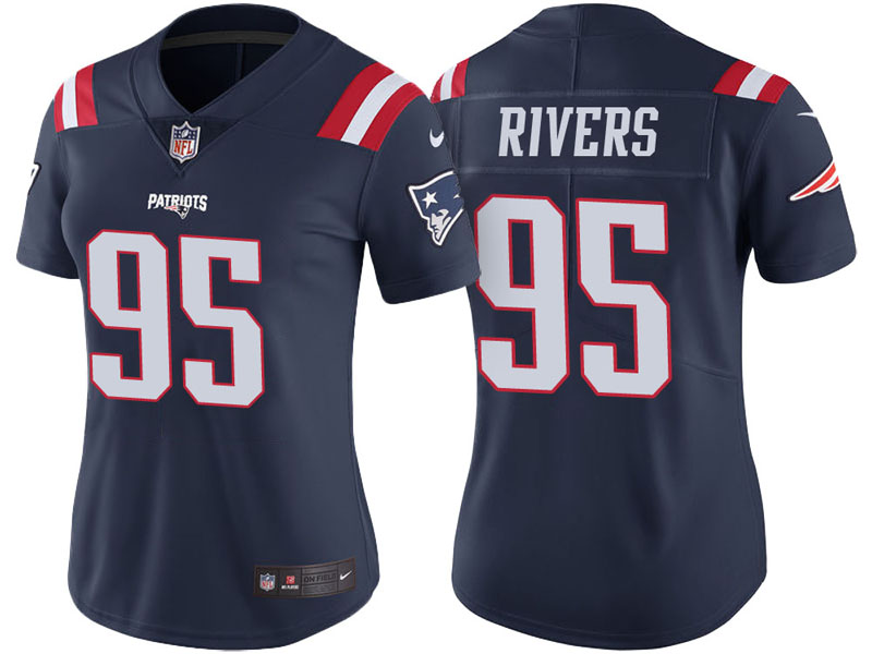 Women New England Patriots #95 Derek Rivers Navy Vapor Untouchable Color Rush Limited Jersey
