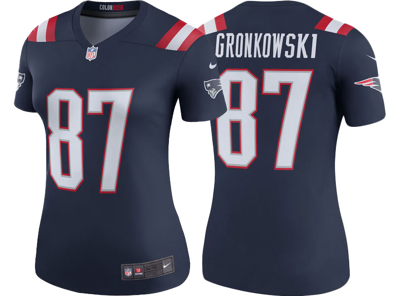 Women New England Patriots #87 Rob Gronkowski Navy Color Rush Legend Jersey