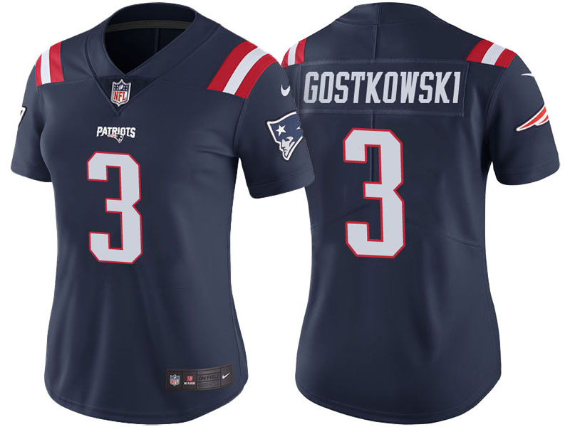 Women New England Patriots #3 Stephen Gostkowski Navy Vapor Untouchable Color Rush Limited Jersey