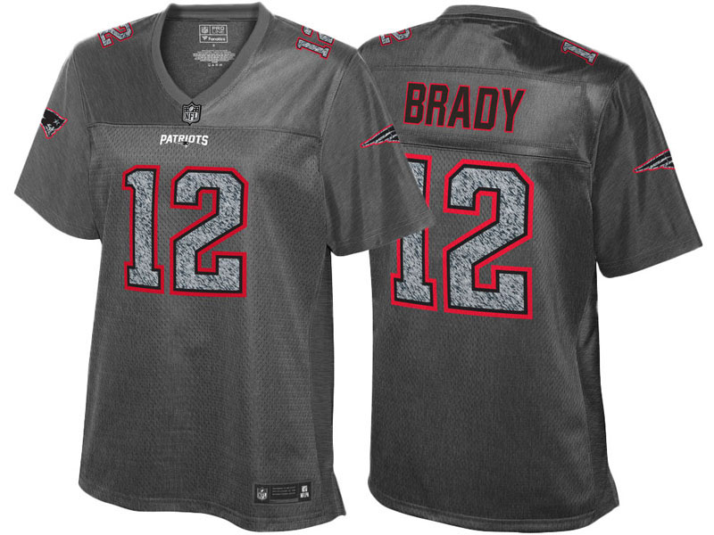 Women New England Patriots #12 Tom Brady Gray Pro Line Fashion Static Jersey